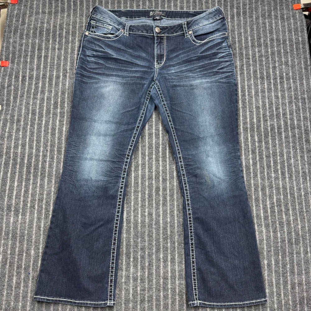 Silver Jeans Co Womens Aiko Bootcut Size 18/L31 Dark Wash Stretch Denim Jeans